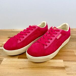 Puma‎ Alexander McQueen Suede Sneakers Women's Size 7.5 Fuchsia Platform Lace Up